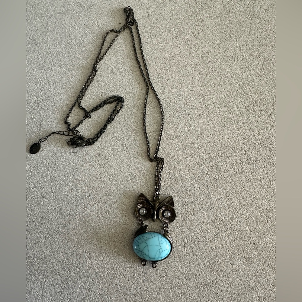 Owl Necklace Long Chain - Picture 2 of 2